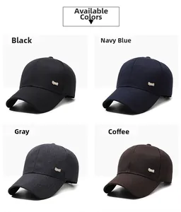 Detailed grid of baseball caps in black, navy, gray, and brown with metal Sport logo