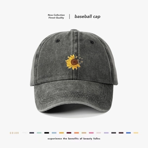 Berretto Da Baseball In Cotone Lavato Vintage Ricamo Girasole Protezione Solare Cappello Da Tempo Libero All Aperto Donne