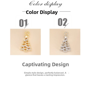Detail of gold and silver Christmas tree pendants with cubic zirconia for DIY jewelry