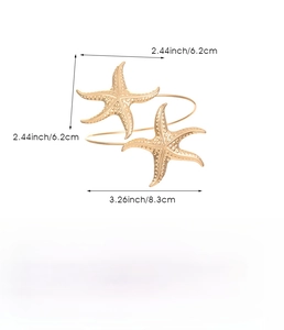 Golden starfish cuff armlet dimensions showing 8.3cm outer diameter and alloy material