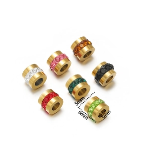 Polierte 18k vergoldete Edelstahl-Abstandshalter mit bunten Strasssteinen für DIY-Schmuck