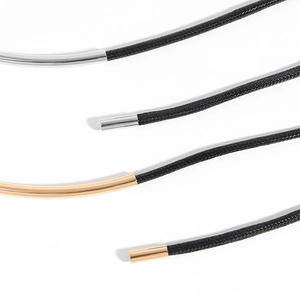 Set of 4 black waxed cord punk waist chains with gold and silver metal ring buckles