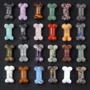 Natural Crystal Gemstone Bone Shaped Carved Stone Miniature Desktop Ornament Polished Healing Quartz Agate DIY Decor