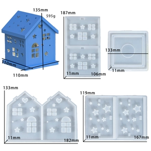 Detailansicht der DIY-Haus-Silikonformen mit präzisen Maßen und Gewichtsspezifikationen