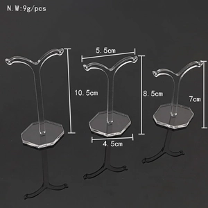 Three-piece set of transparent acrylic Y-shaped earring stands with hexagonal base