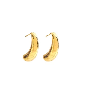 Minimalist 24k gold plated water drop stud earrings with a polished metallic finish