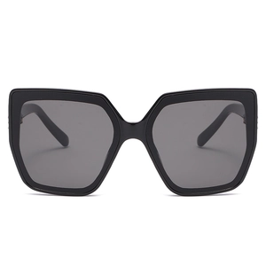 Classic oversized square black cat eye sunglasses for women with dark gray lenses