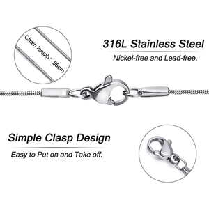55cm round snake chain necklace made of 316L stainless steel with a simple clasp design