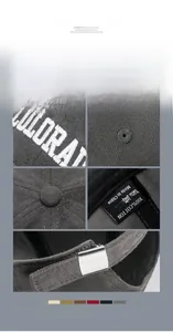 Detail of 100% cotton baseball cap showing metallic buckle and Colorado embroidery