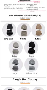 Detailed view of color options for the winter knitted hat and neck warmer fleece set