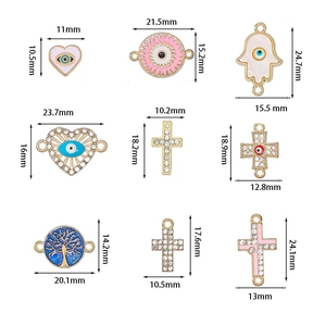 Set of 10 alloy evil eye and cross charms for DIY jewelry making in various sizes