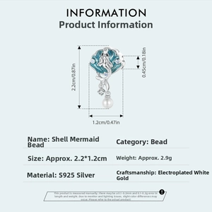 Spécifications détaillées du pendentif sirène en argent S925 avec émail bleu