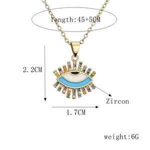 Detailed size and weight specs for the colorful zircon evil eye pendant necklace