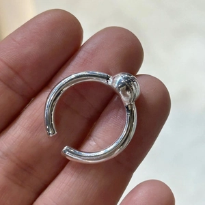 Minimalist 925 sterling silver open ring with polished silver sphere for women