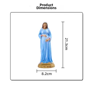 Detailed view of Virgin Mary pregnancy statue with size markings 21.3cm height
