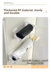 Detail view of thickened PP wall-mounted storage hooks for umbrellas and garbage bags