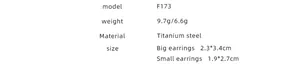 Detailed view of U-shaped gold-plated titanium earrings with size and weight dimensions