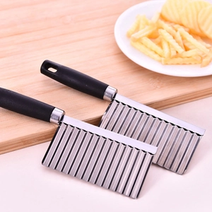 Zweiteiliges Wellenmesser-Set aus Edelstahl mit schwarzem Griff für Kartoffeln und Gemüse