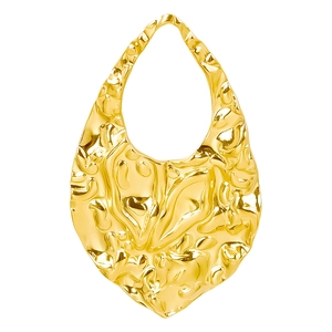 Gold 304 stainless steel teardrop pendant with hammered texture for DIY jewelry making