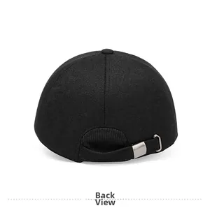 Detail of adjustable metal buckle and twill cotton fabric on the back of baseball cap
