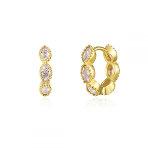 Elegant gold marquise-cut crystal huggie hoop earrings with vintage milgrain detailing