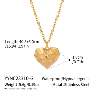 Spécifications détaillées du collier pendentif coeur avec mesures et dimensions