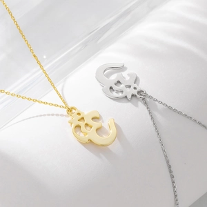 Polished S925 sterling silver Om pendant necklaces in gold and silver finishes