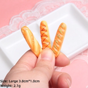 Mini baguette et pain hot-dog miniatures en résine pour maison de poupée, 3,8x1,0cm