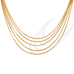 Minimalist multi-layered gold snake bone chain necklace in polished stainless steel