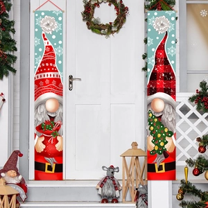 Christmas gnomes door banner decorations for front porch holiday party decor set