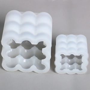 Detailed view of bubble cube silicone molds for handmade candles and soap making