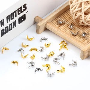 DIY jewelry crimp bead covers in 18K gold and silver finishes for necklace making
