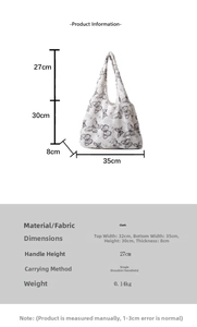Detailed size chart of large tote bag showing 35cm width and 30cm height dimensions