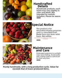 Detailed close-up of realistic artificial fruit set made from solid foam for home decor