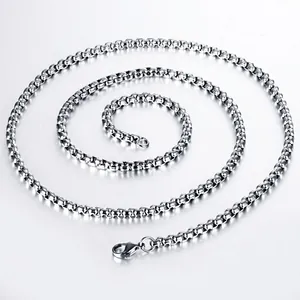 Minimalist Box Chain Necklace Polished Stainless Steel Classic Link Jewelry For Men And Women Daily Accessory