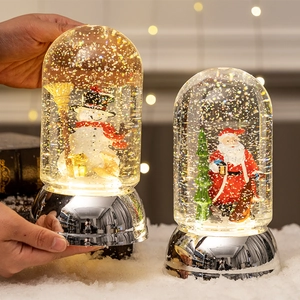 Christmas Snow Globe Music Box LED Glowing Water Lantern Decoration USB Battery Operated Desktop Ornament Santa Snowman