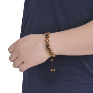 6mm double-layered tiger eye stone bracelet with adjustable braided rope for men and women