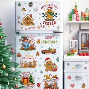 Christmas gnome and gingerbread man PVC stickers set for fridge and window decoration