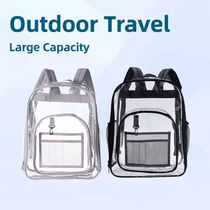 Clear Backpack Waterproof Transparent PVC School Bag Large Capacity Heavy Duty For Stadium Security Travel Casual