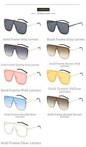 Multi-color collection of oversized shield sunglasses with metal frames and gradient lenses