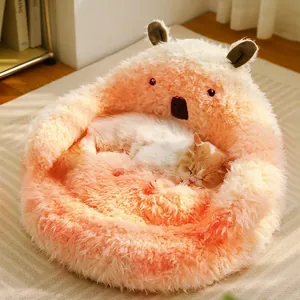 Pluche huisdierbed in Capybara-vorm met warme thermische voering voor kat en hond