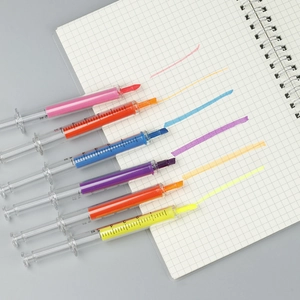Syringe Shaped Highlighter Colorful Stationery Fluorescent Marker For Student Office DIY Journaling Plastic