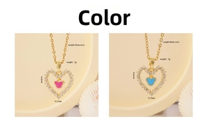 Detail showing heart pendant size 16.6x15.7mm with micro-inlaid cubic zirconia