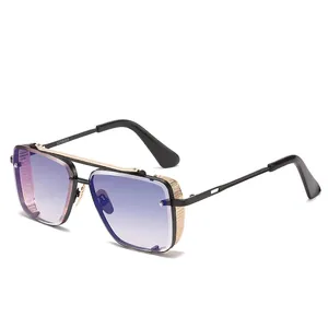 Steampunk Square Sunglasses For Men Women Metal Frame UV400 Retro Vintage With Mesh Side Shields Double Bridge