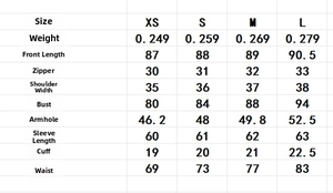 Tableau des tailles détaillé pour la robe en mousseline avec mesures par taille S à XL