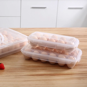 Stackable transparent plastic egg storage box with lid for kitchen refrigerator organization