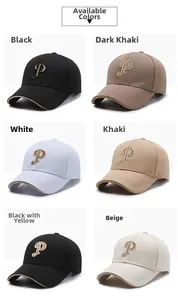 Vue détaillée en grille montrant six options de couleurs pour la casquette brodée P