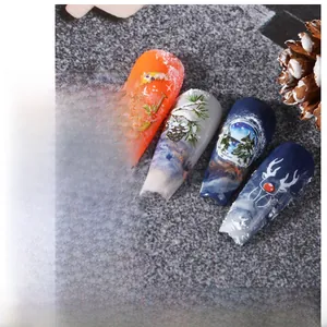 Detailed Christmas nail stickers featuring Santa Claus, reindeer, and snowflakes F994