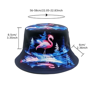 Artistic flamingo print bucket hat for women with 56-58cm head circumference size chart