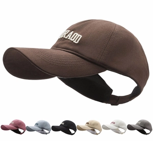 Ponytail Baseball Cap Women Cotton Embroidered Letter Sun Visor Hat High Bun Open Back Casual Adjustable Sport Cap